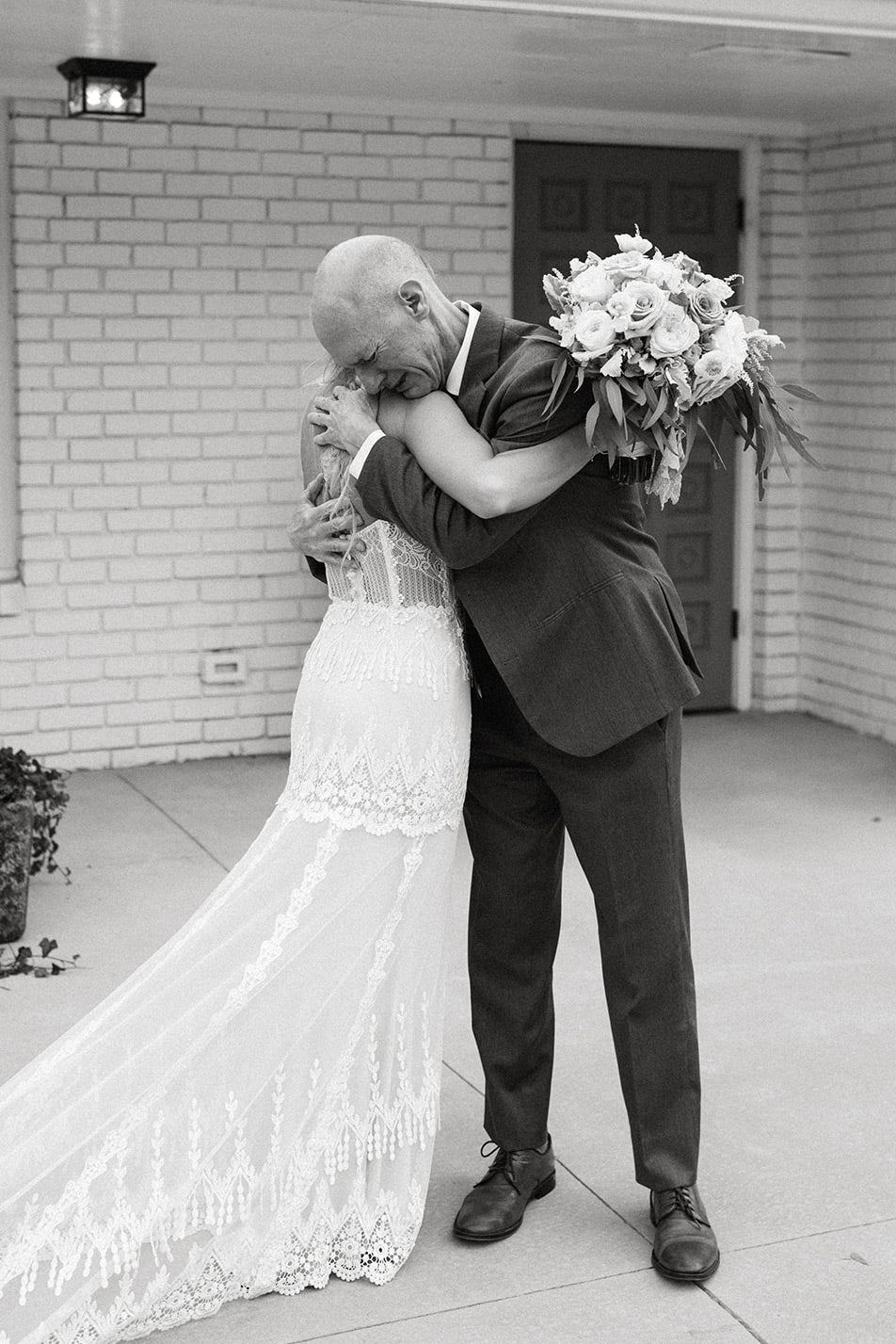 Bride in Victoriana with Father First Look photo