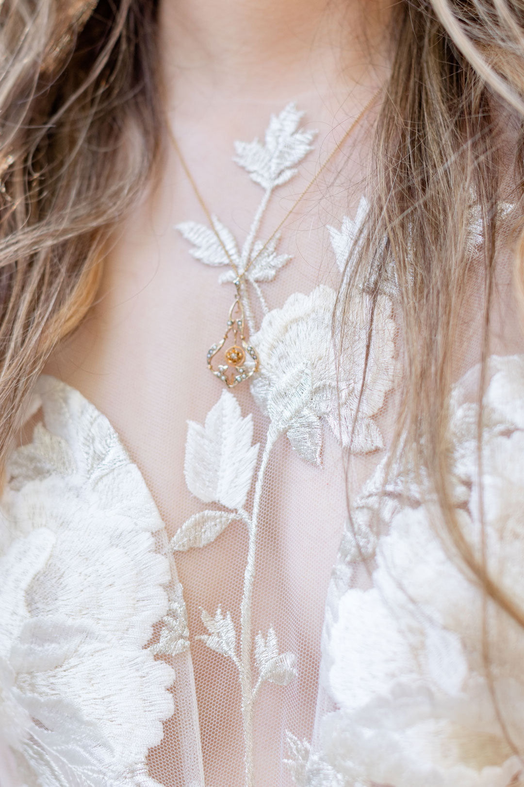 Embroidery detail of Chloris by Claire Pettibone