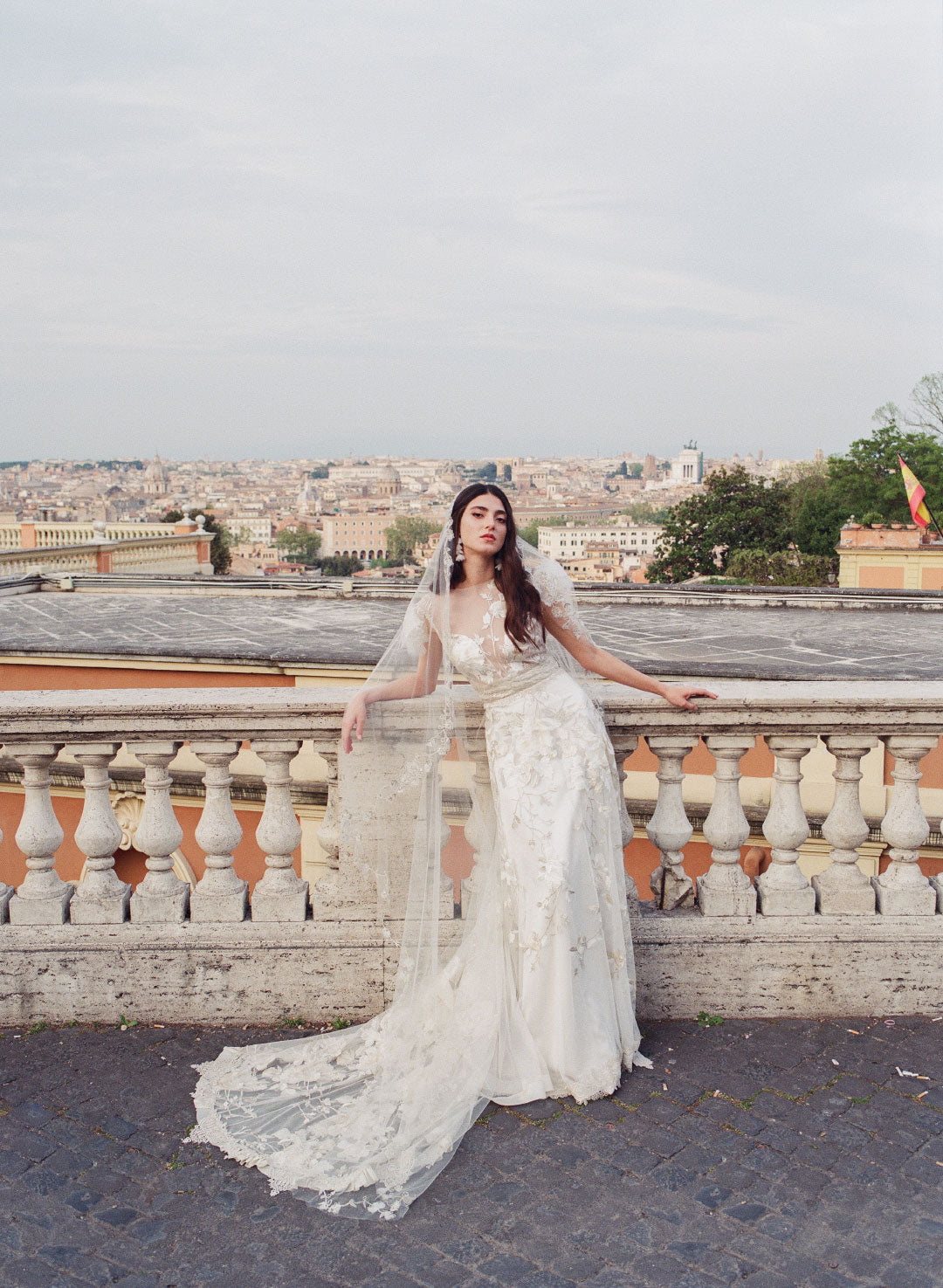 Bride in Chloris by Claire Pettibone by the Fontana delle Naiadi