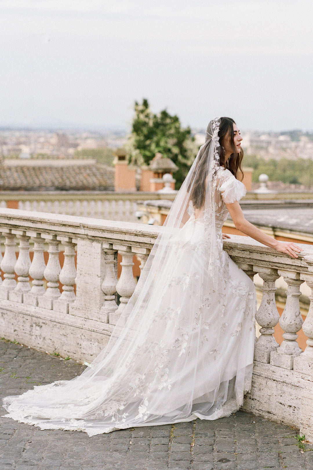 wedding dress and Veil by Claire Pettibone