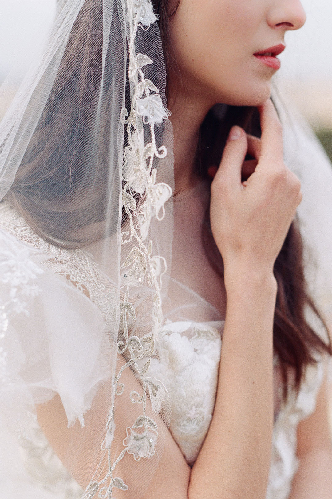 Detail of Wedding Veil by Claire Pettibone