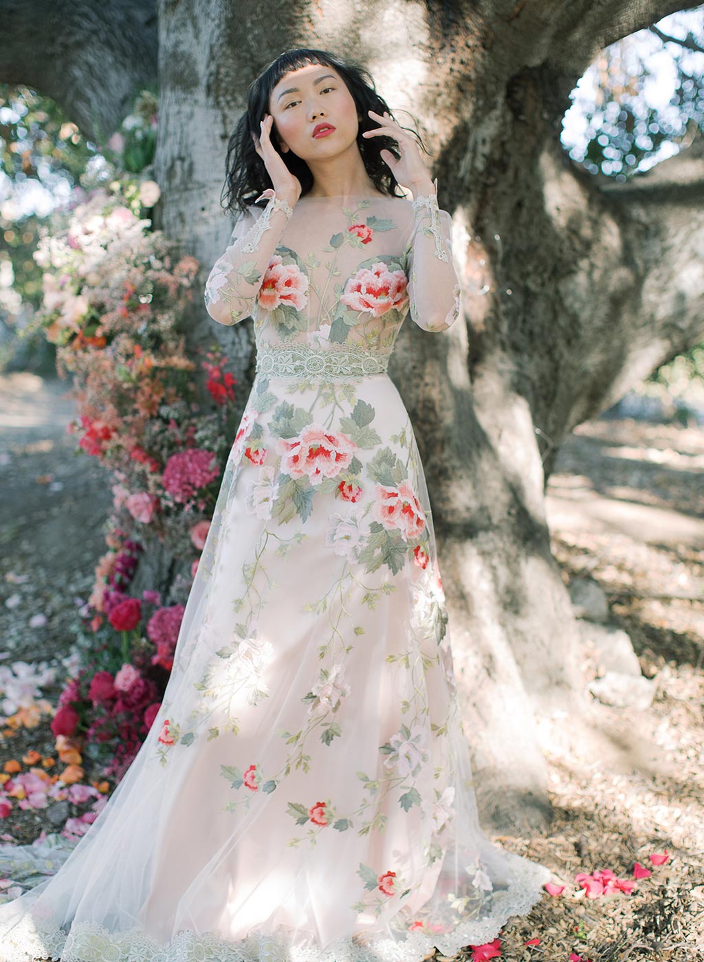 Flora Roses embroidered wedding dress by Claire Pettibone