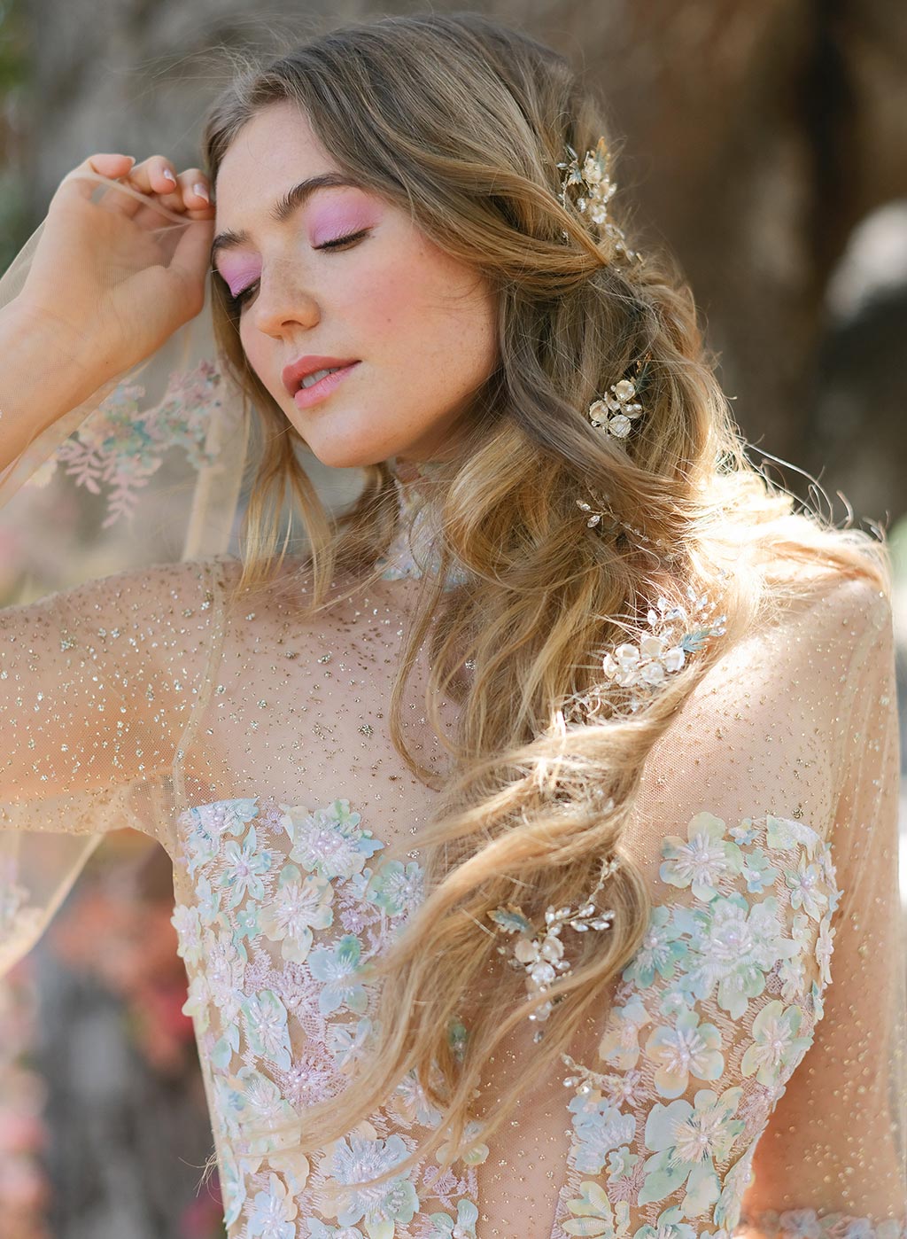 Colorful embroidered wedding dress Venus by Claire Pettibone