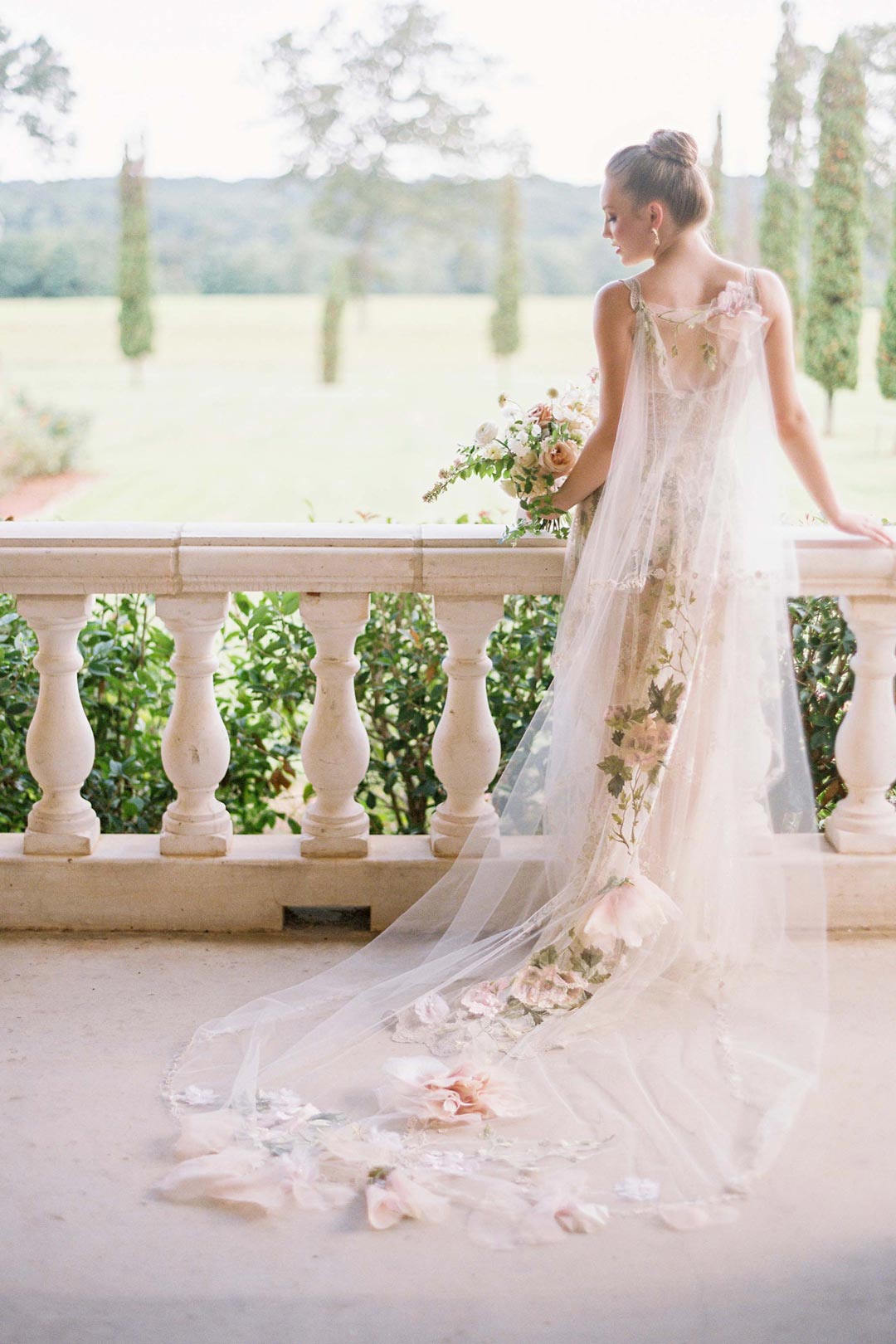 Desert Rose Wedding Dress with Enchanted Rose Bridal Cape