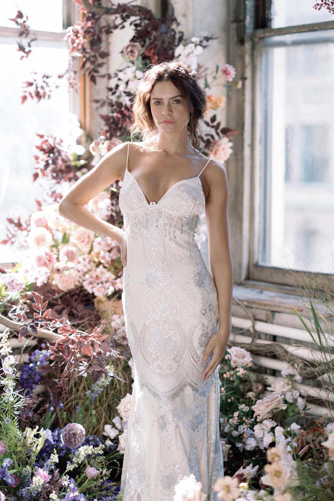Briolette Wedding Dress with Sliver and Ivory Lace