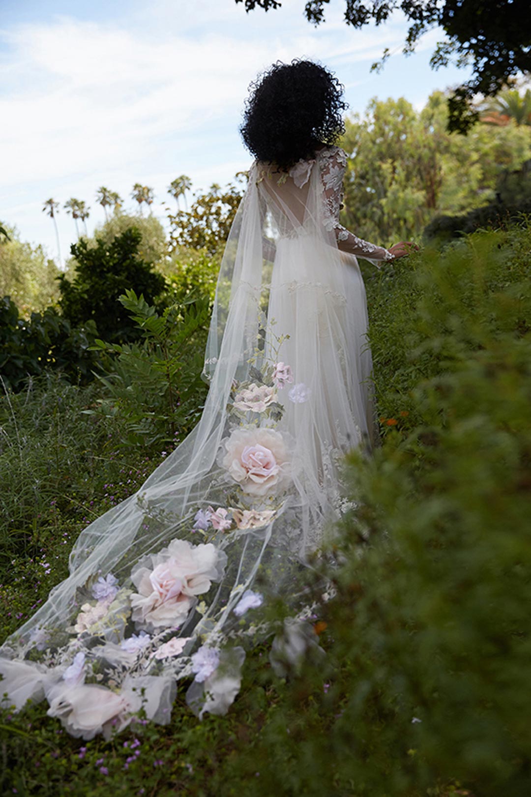 Primavera Wedding Dress with Enchanted Rose Cape by Claire Pettibone
