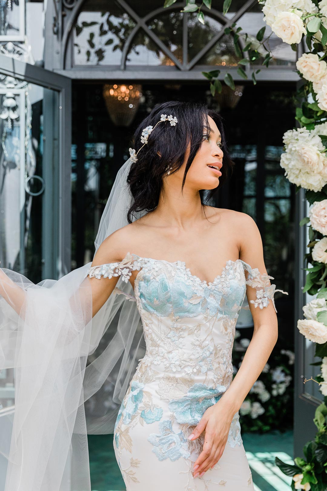 Odessa Blue Embroidery Wedding Dress