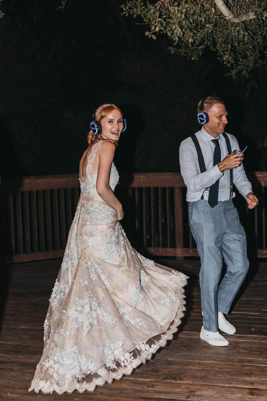 Bride in Ophelia Dancing at Wedding Celebration