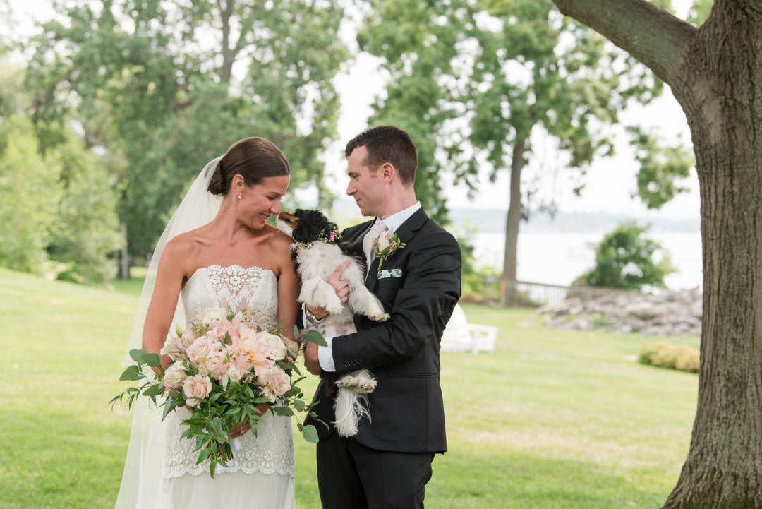 Bride and Groom with dog