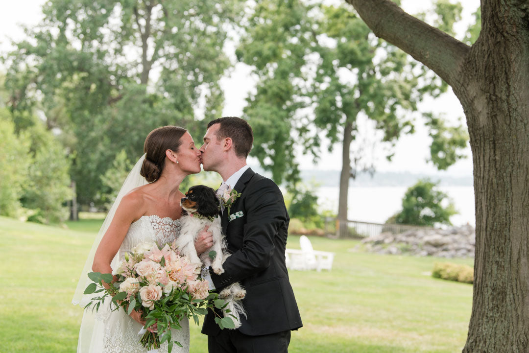 Bride and Groom with dog