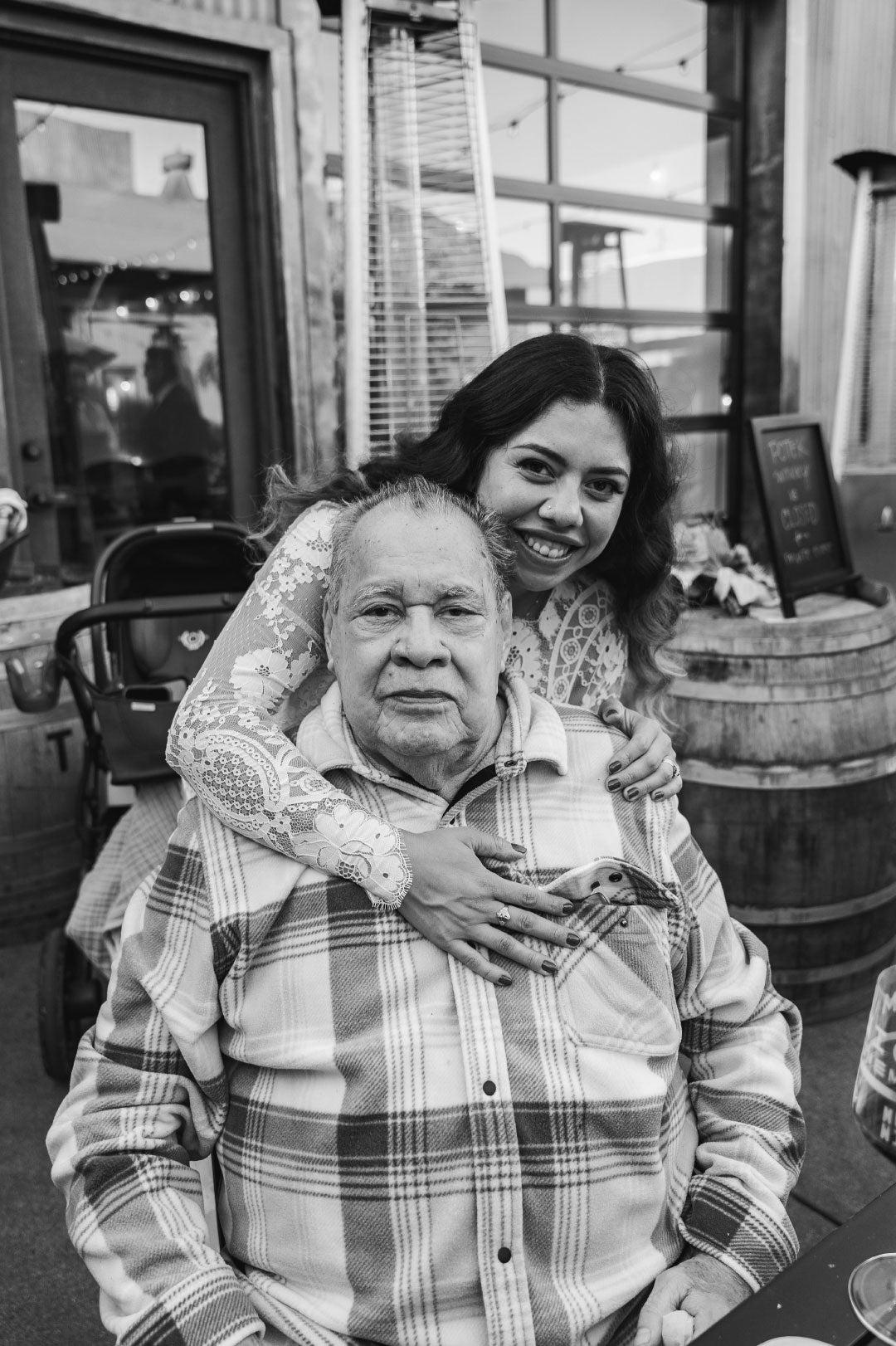 Bride with Father at after wedding celebration