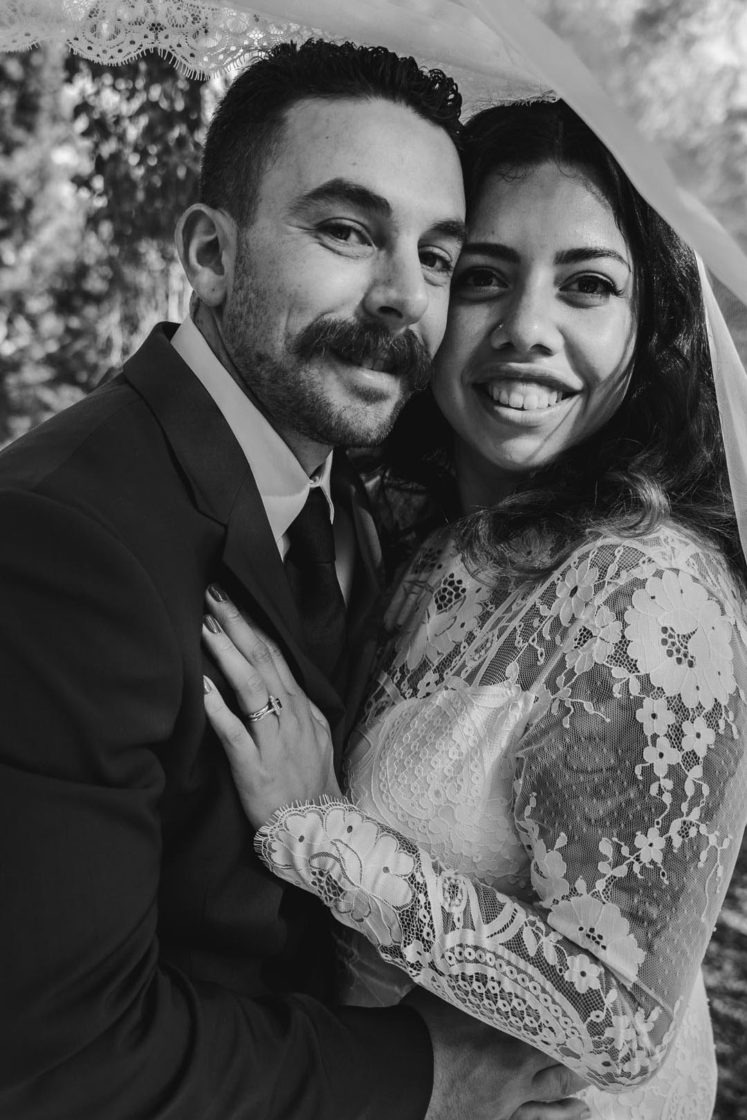 Bride and Groom posing for wedding photo