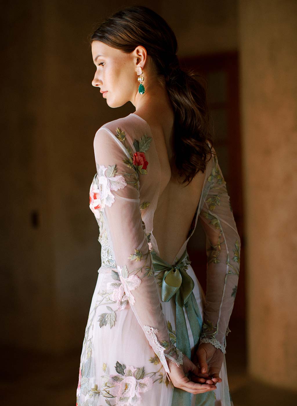 Colorful unique wedding dress with silk ribbon by Claire Pettibone