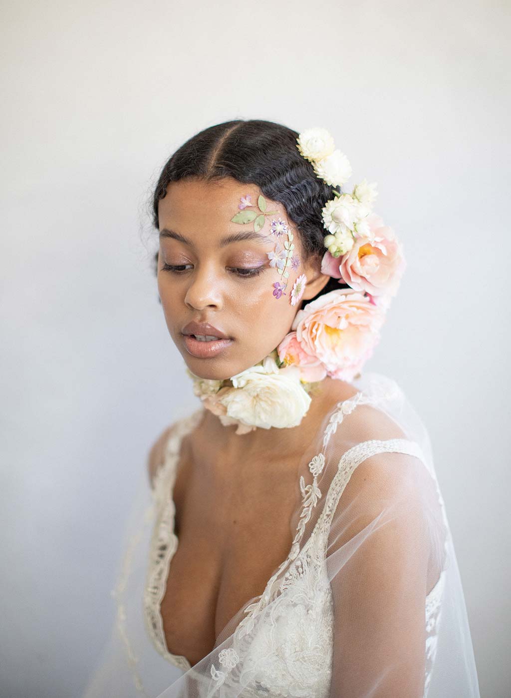 Wedding Makeup and Floral Hair styles