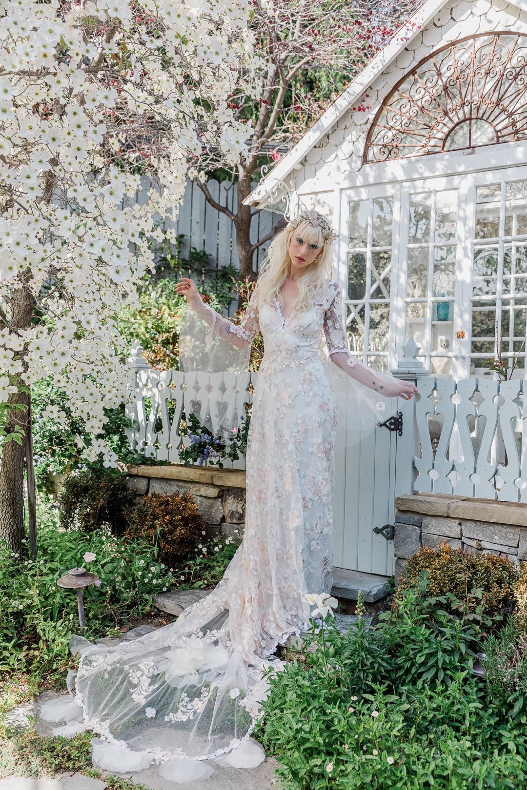 Claire Pettibone Wedding Dress Floral Weddind Dress Train