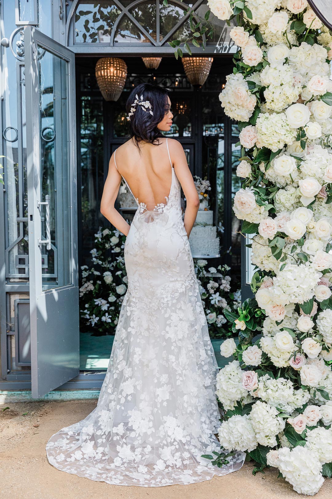 April Ivory Wedding Dress with Plunging Back