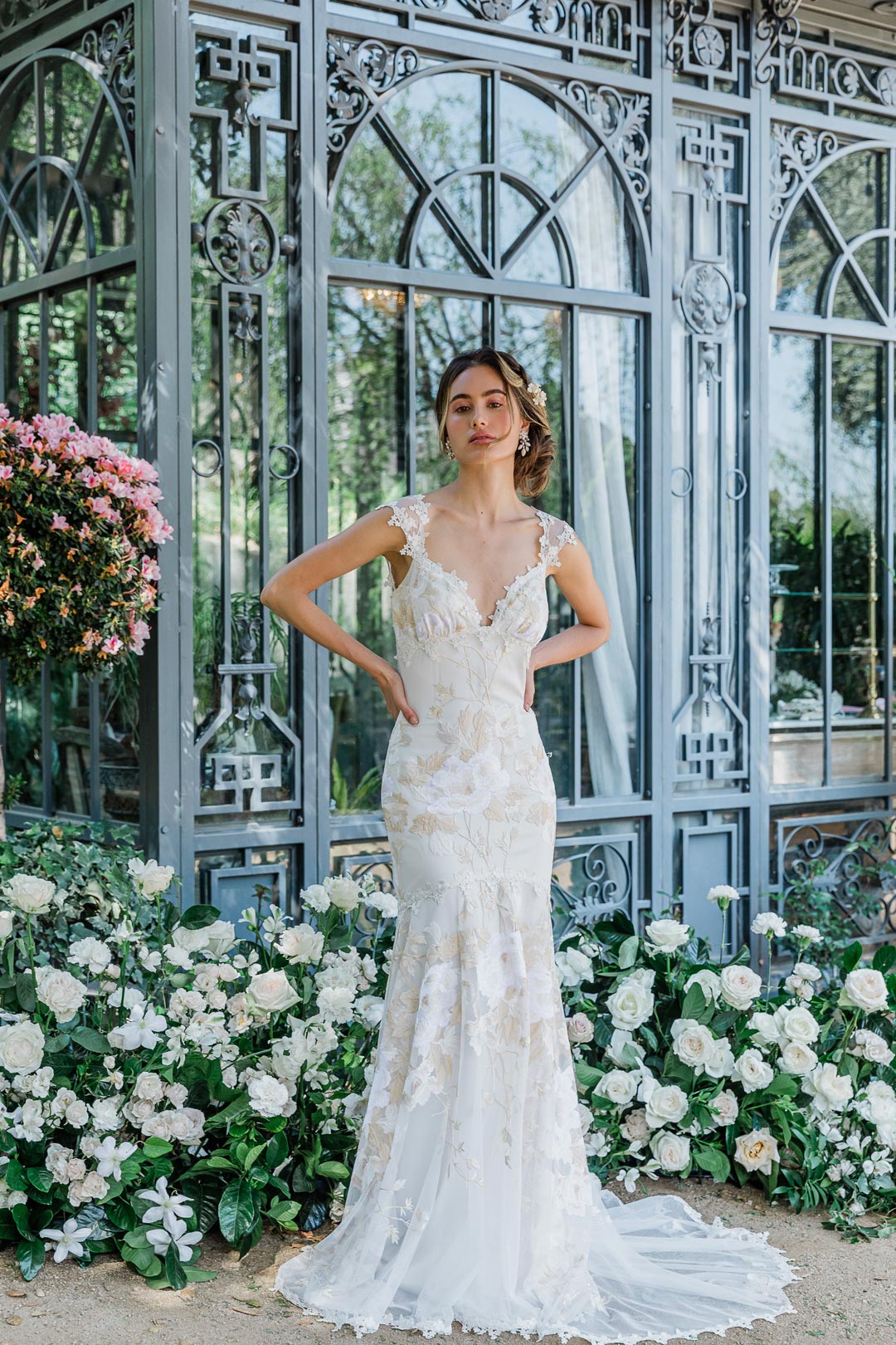Cherry Blossum Mermaid style wedding dress with lace embroidery