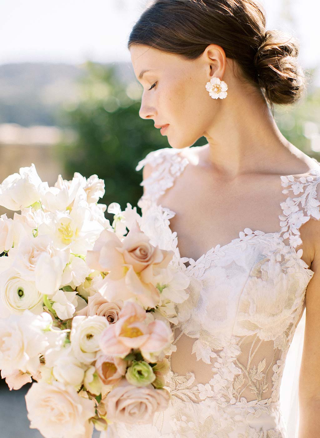 Odessa Wedding Dress with Floral Wedding Boquet