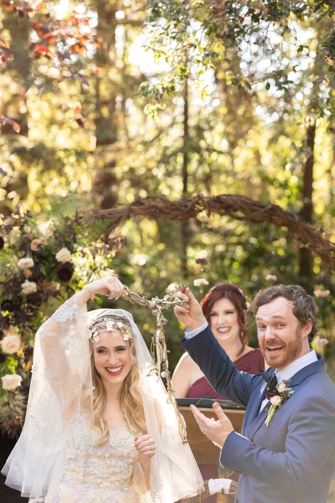 Bride and Groom celebrate after vows