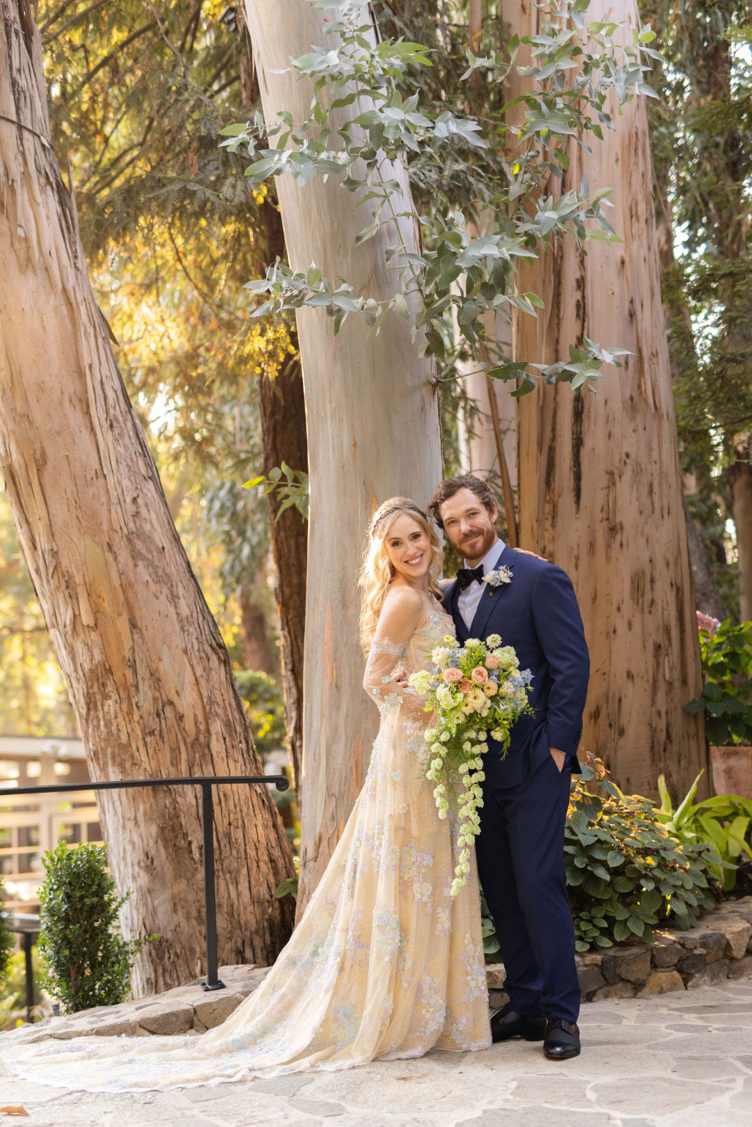 Bride and Groom embrace after wedding ceremony Wedding Portratits