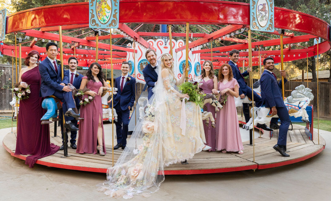 Bridal Party on Carousel Calamigos Ranch Wedding Venue