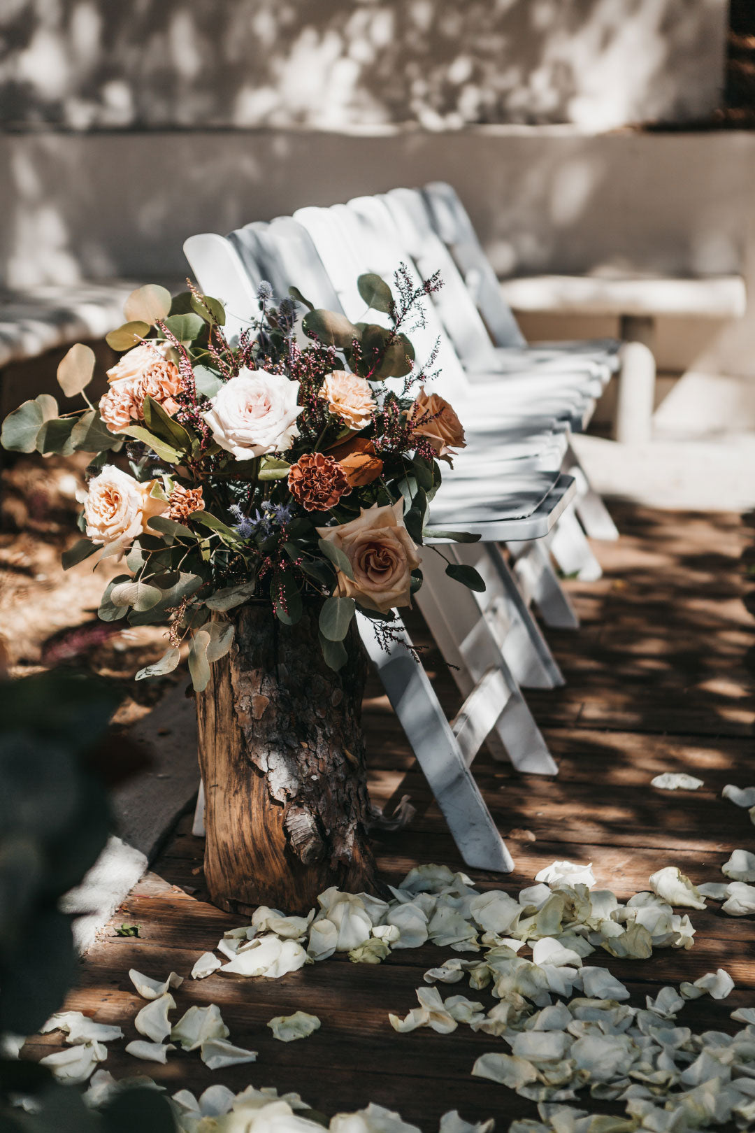 Wedding florals decorations on seats
