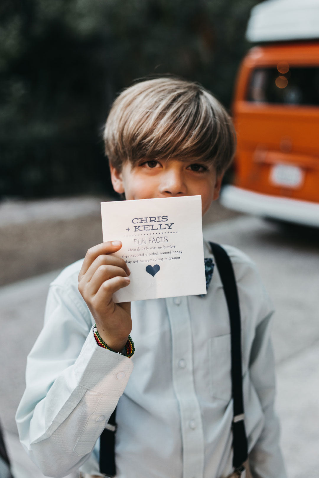 Ring bearer holding information card