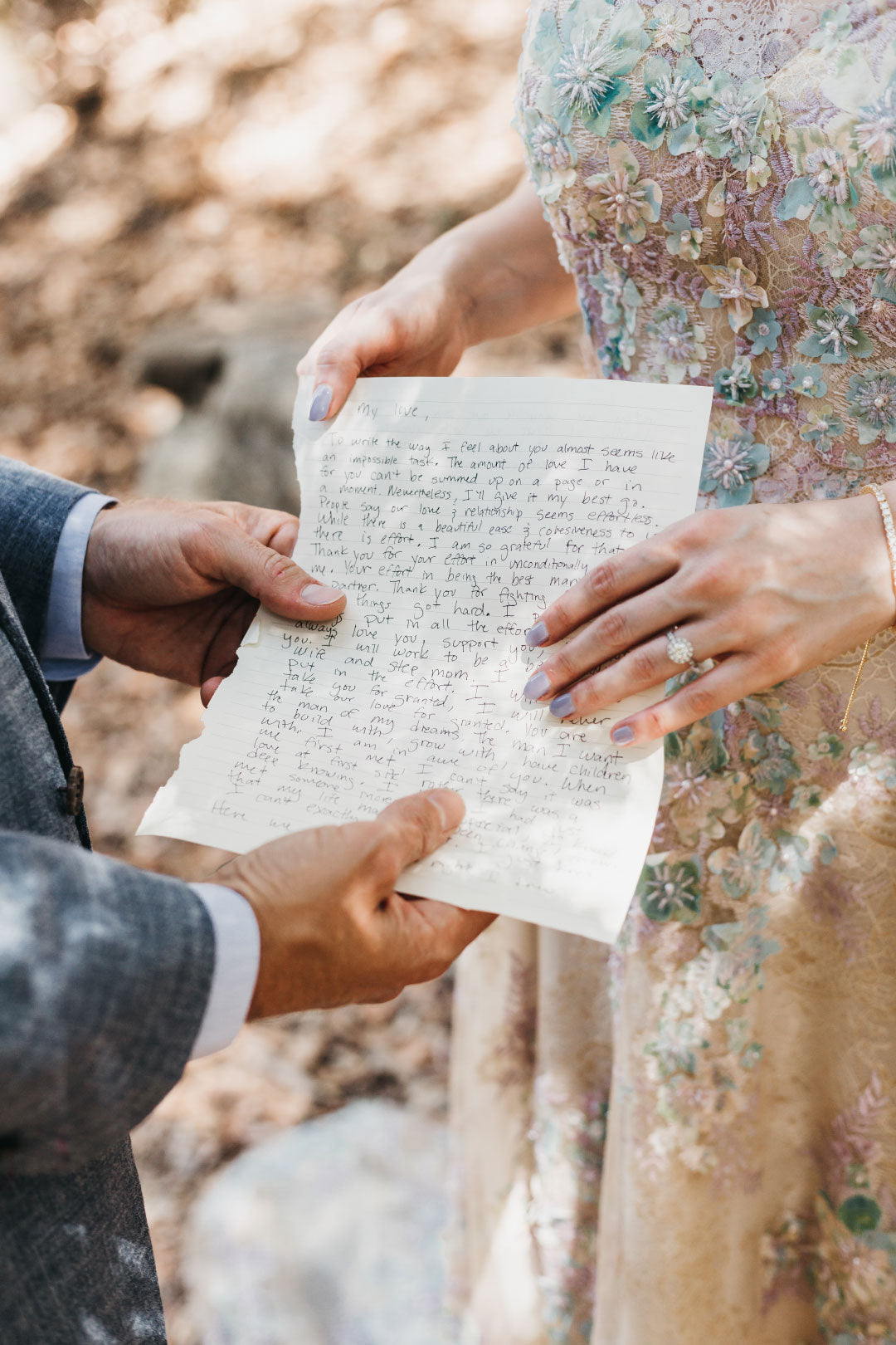Handwritten weddding vows