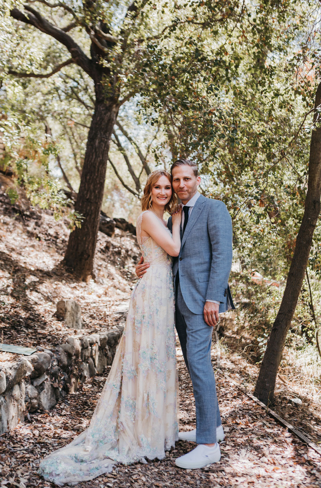 Bride and Groom Photo Bride wearing Ophelia Coutue Wedding Dress