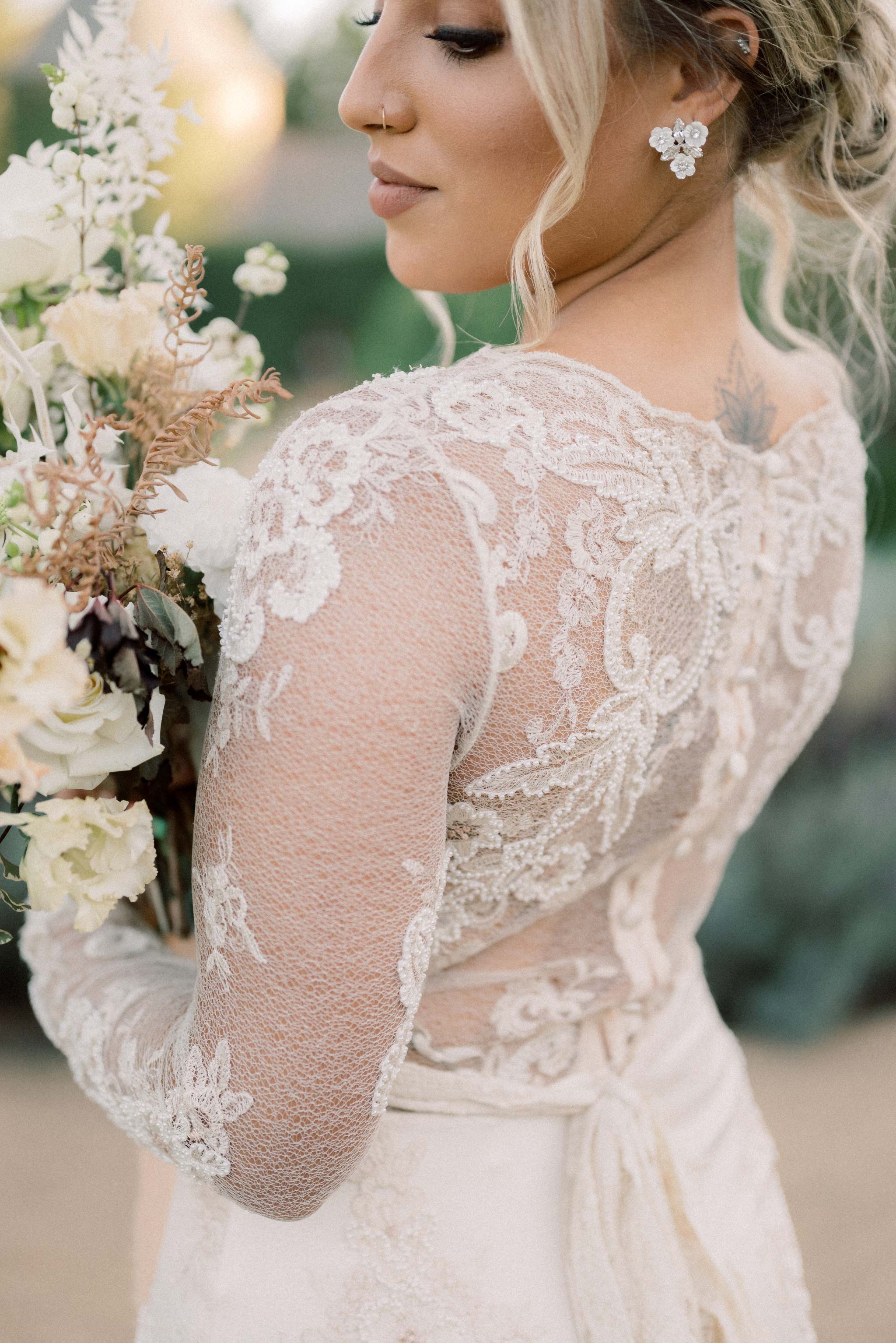 Lace back detail Pearle Couture Wedding Dress by Claire Pettibone