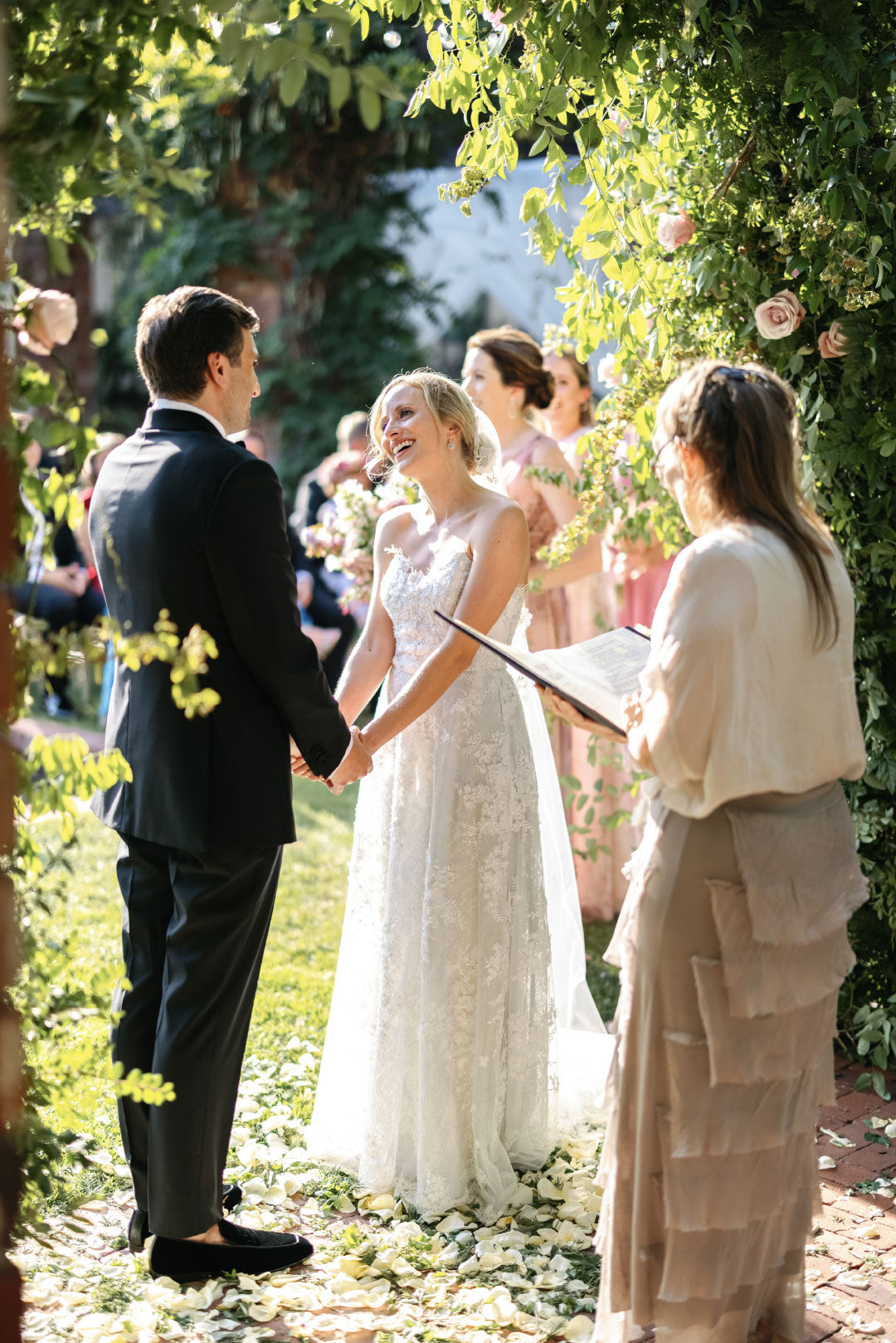 Bride and  groom saying wedding vows