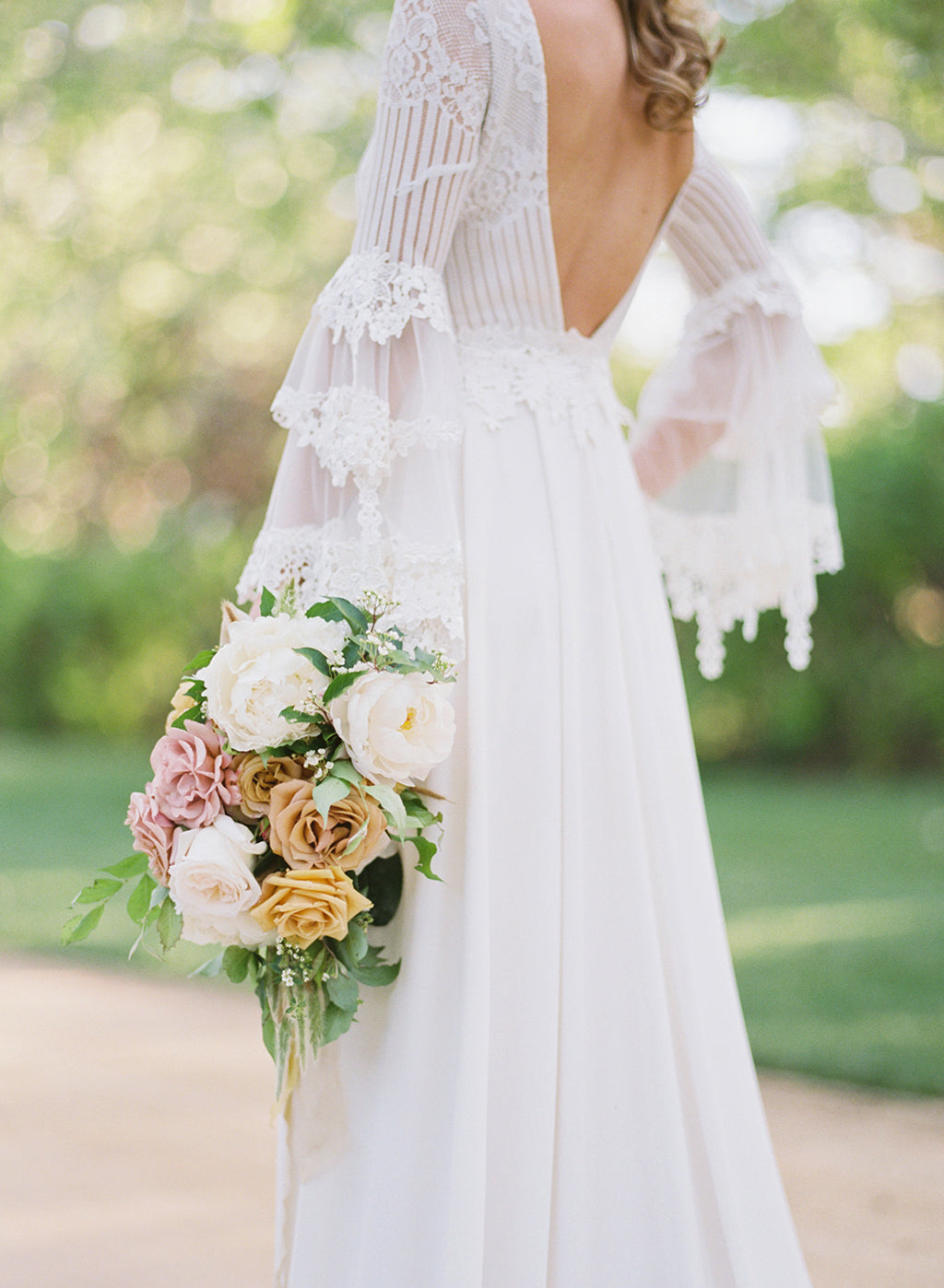 Claire Pettibone Sauvignon Wedding Dress Back Bouquet