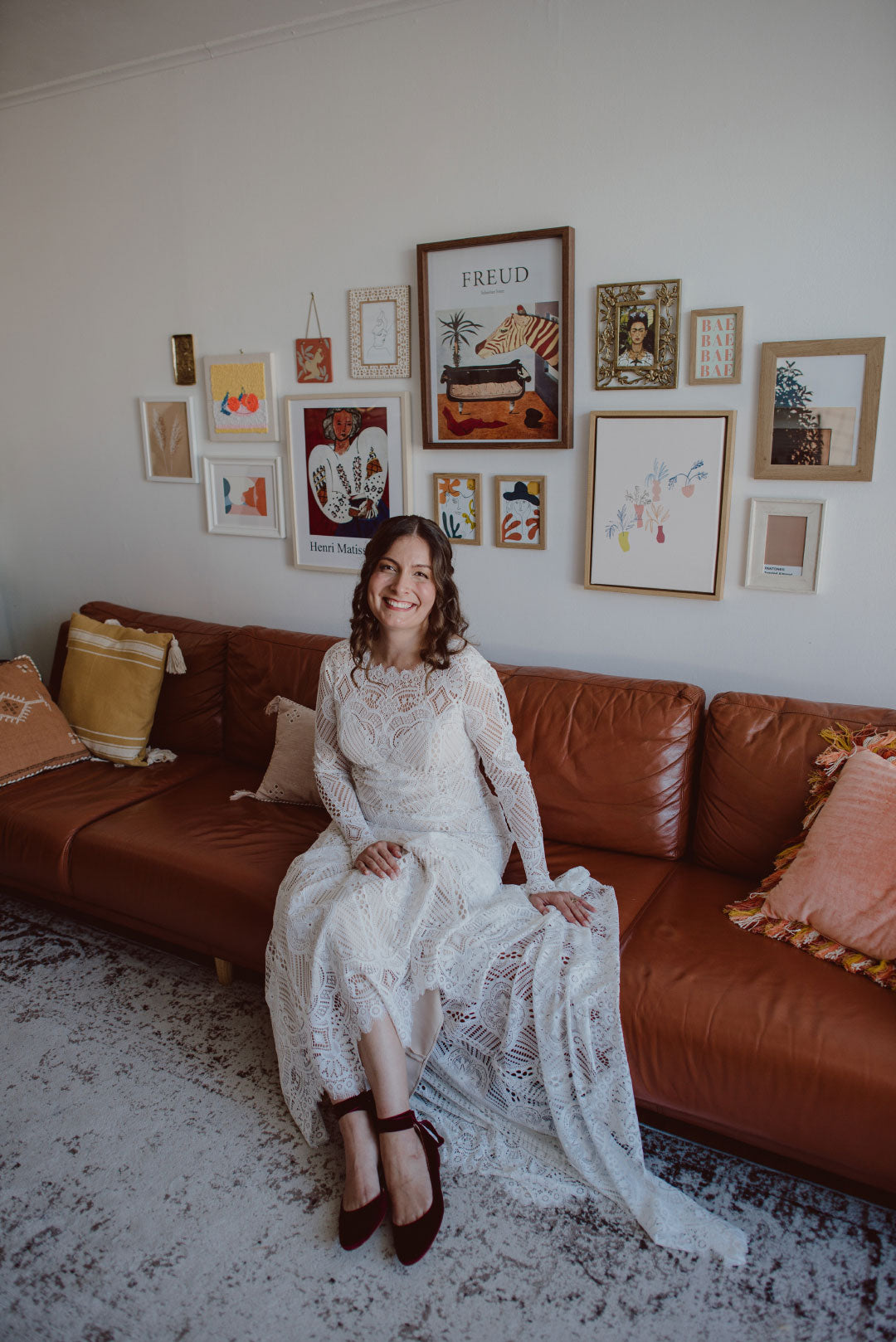 Bride in lace wedding dress Shenandoah by Claire Pettibone