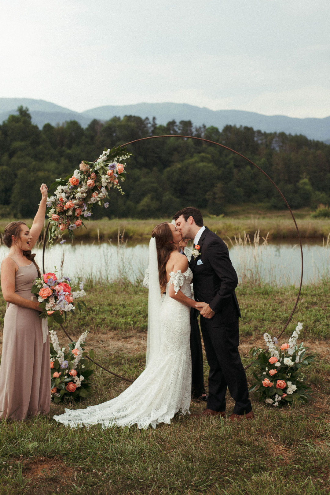 Bride and Groom Kissing after vows