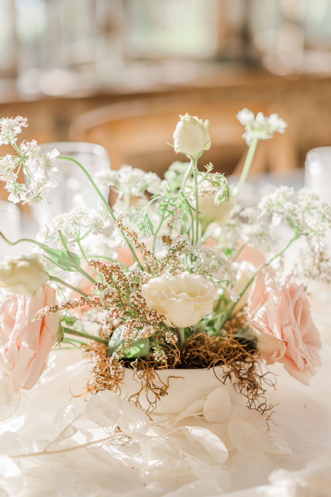 Wedding table floral arrangement