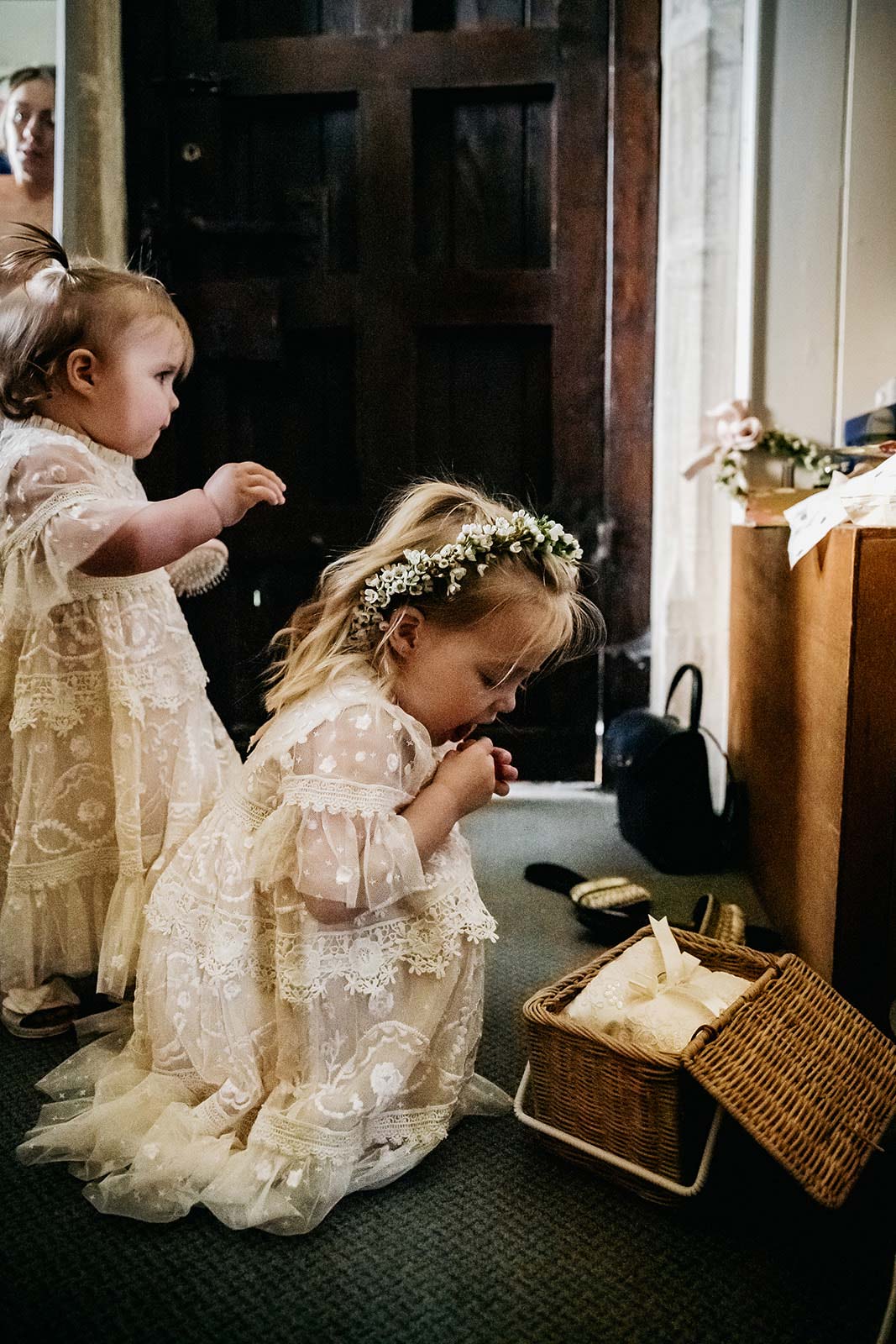 Babies in flower girl dresses