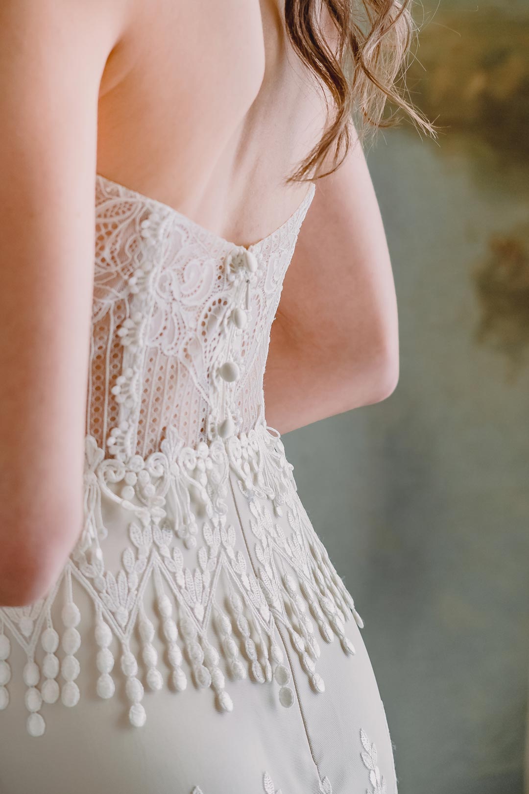 Victoriana Strapless Wedding Dress Back Design Detail by Claire Pettibone