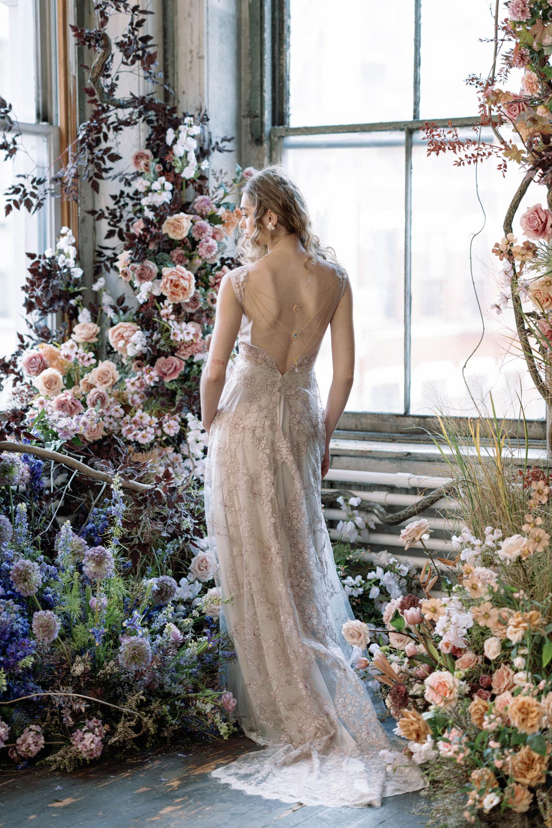 Ameythst Open Back Wedding Dress Design by Claire Pettibone