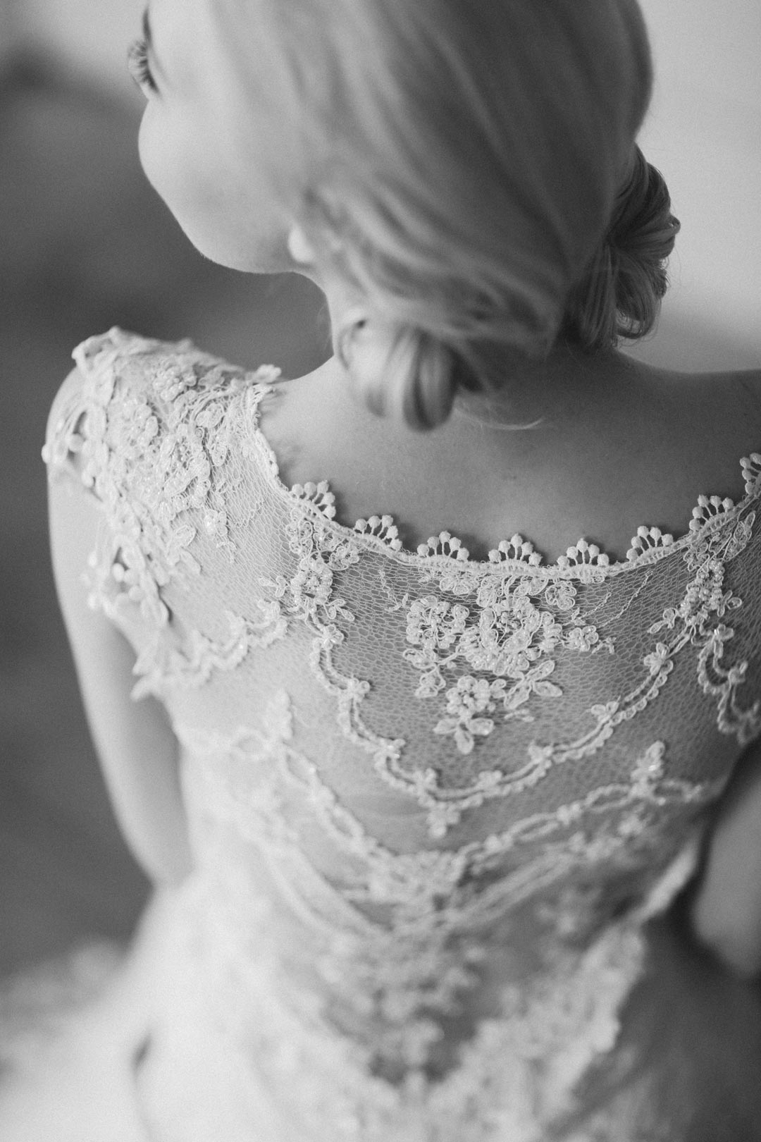 Detail of back of Chantilly Wedding Dress
