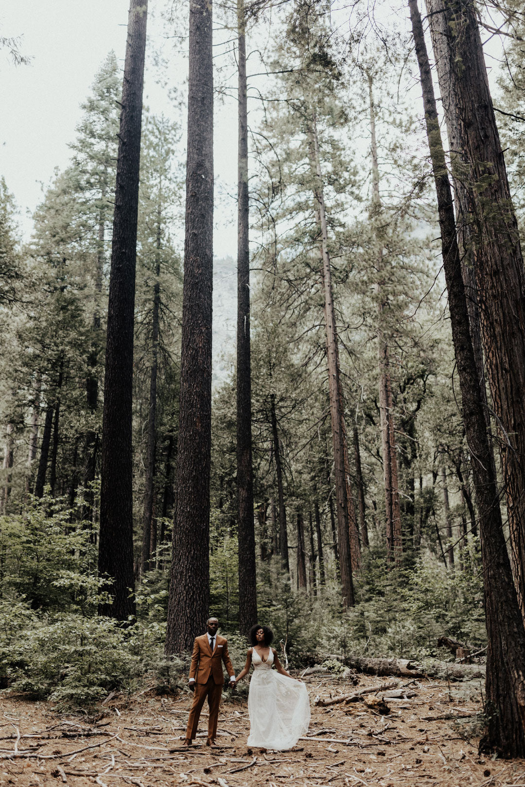 Epic Wedding Forest Picture with Trees and Couple