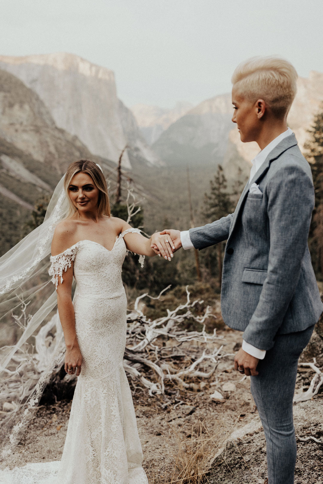 Epic Wedding Forest Picture with Trees and Couple