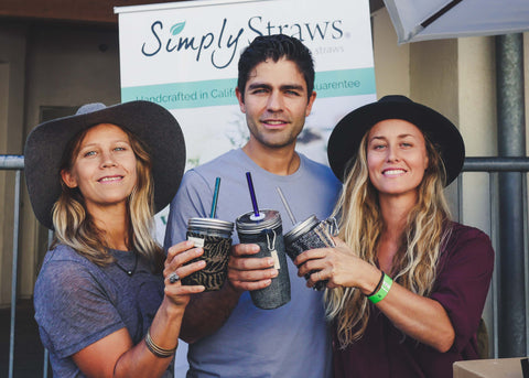 Adrian Grenier at the Simply Straws Booth