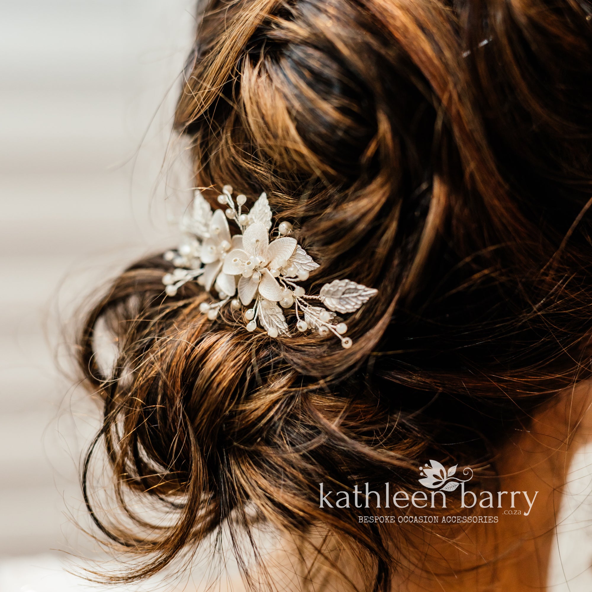 Dainty flower leaf floral hair comb one side pinned up style bridal hair  wedding accessories – Kathleen Barry Bespoke Occasion Accessories