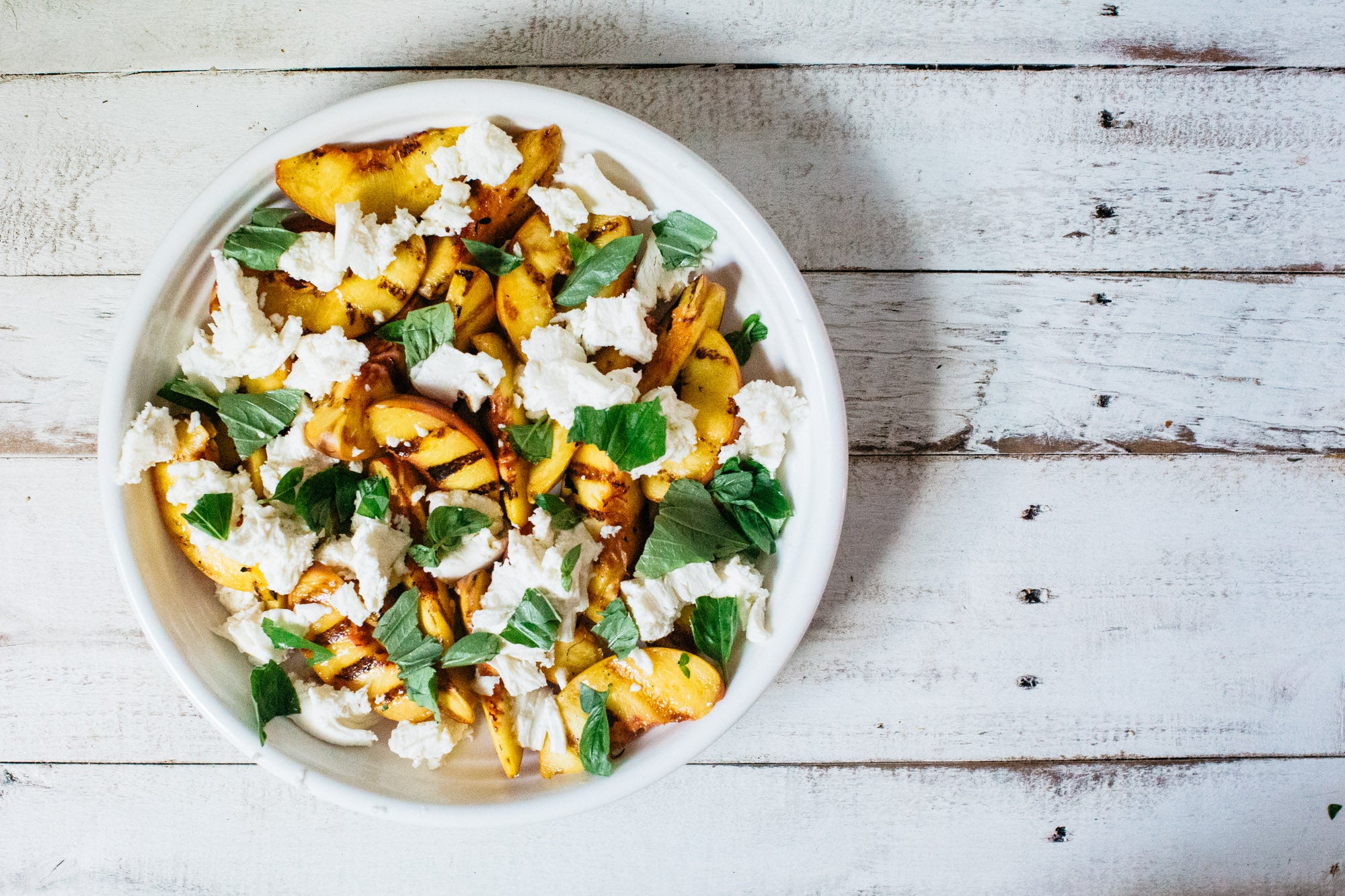 Arthur St Kitchen Grilled peach salad with mozzarella, basil and honey