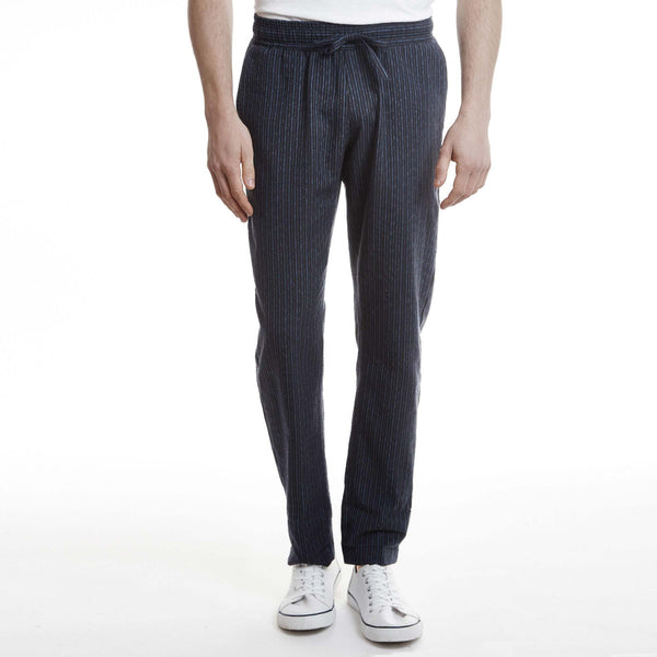 striped navy pants