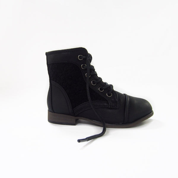 girls black lace up boots