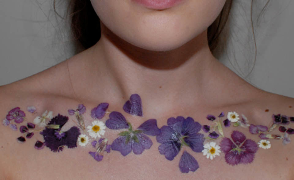 Pressed Flower Tattoos by TheThinkingHatt.com