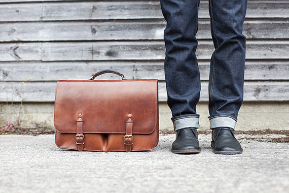 Mens Devon Leather Messenger Bag by Tanner Bates