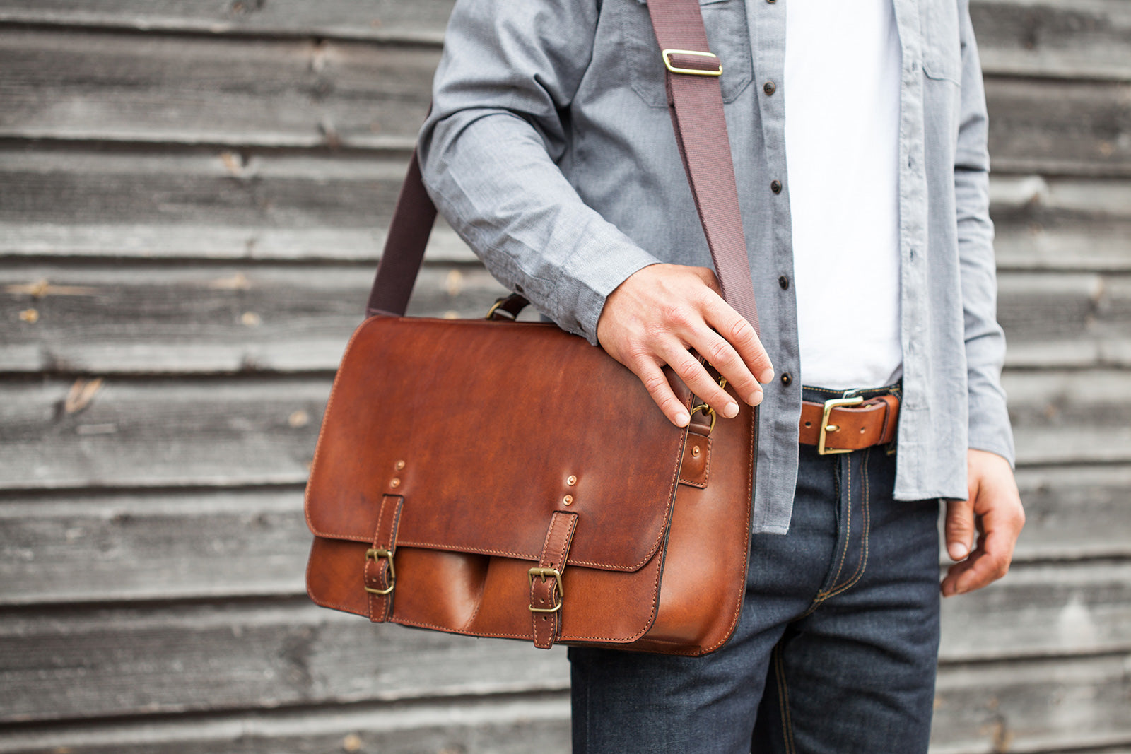 Devon Leather Messenger Bag by Tanner Bates