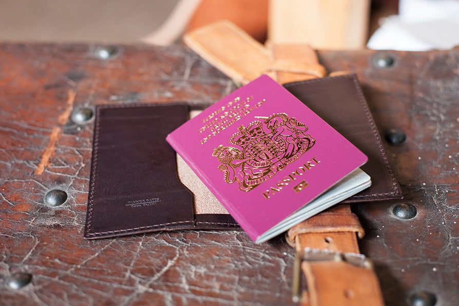Leather personalised passport case